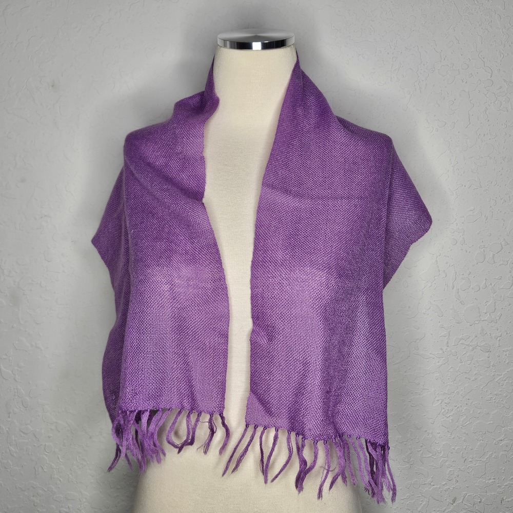 The Crock‎ of Gold Purple 100% Wool Handwoven Irish Scarf Shawl Wrap Fringe
